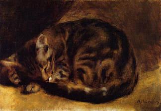 睡猫 Sleeping Cat (1862)，皮耶尔·奥古斯特·雷诺阿