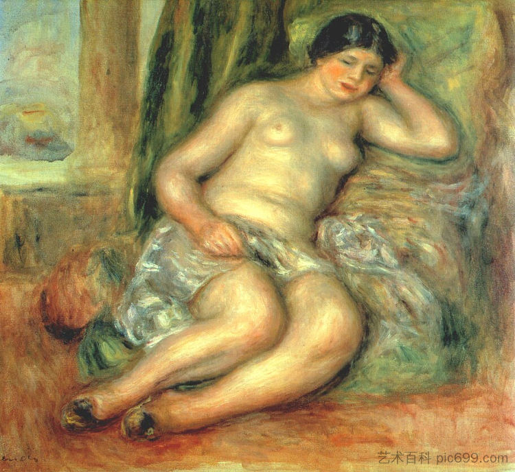 沉睡的奥达利斯克（奥达利斯克与巴布奇） Sleeping Odalisque (Odalisque with Babouches) (1915 - 1917)，皮耶尔·奥古斯特·雷诺阿