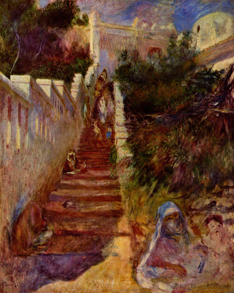 阿尔及尔的步骤 Steps in Algiers (c.1882)，皮耶尔·奥古斯特·雷诺阿