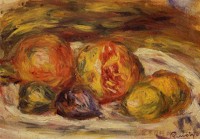 静物石榴，无花果和苹果 Still Life Pomegranate, Figs and Apples (1914 - 1915)，皮耶尔·奥古斯特·雷诺阿