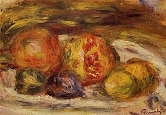 静物石榴，无花果和苹果 Still Life Pomegranate, Figs and Apples (1914 – 1915)，皮耶尔·奥古斯特·雷诺阿