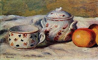 静物与杯子和糖碗 Still Life with Cup and Sugar Bowl (1904)，皮耶尔·奥古斯特·雷诺阿