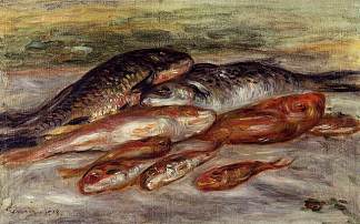 鱼的静物 Still Life with Fish (c.1913)，皮耶尔·奥古斯特·雷诺阿