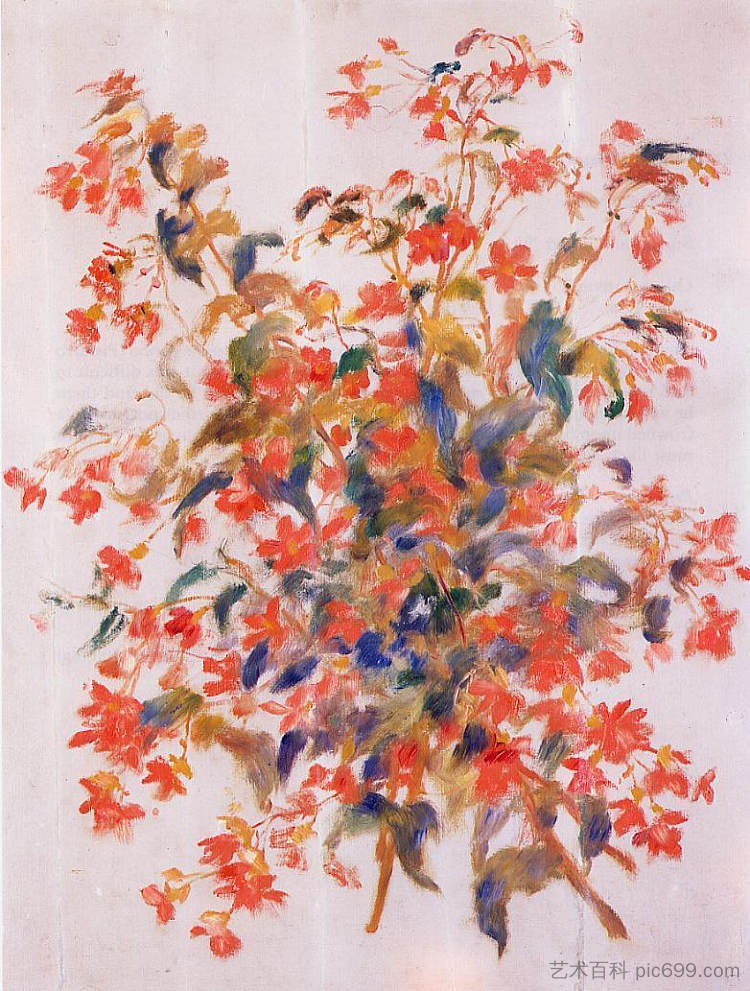 静物与福西亚斯 Still Life with Fuscias (c.1879),皮耶尔·奥古斯特·雷诺阿