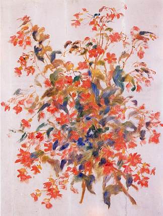静物与福西亚斯 Still Life with Fuscias (c.1879)，皮耶尔·奥古斯特·雷诺阿