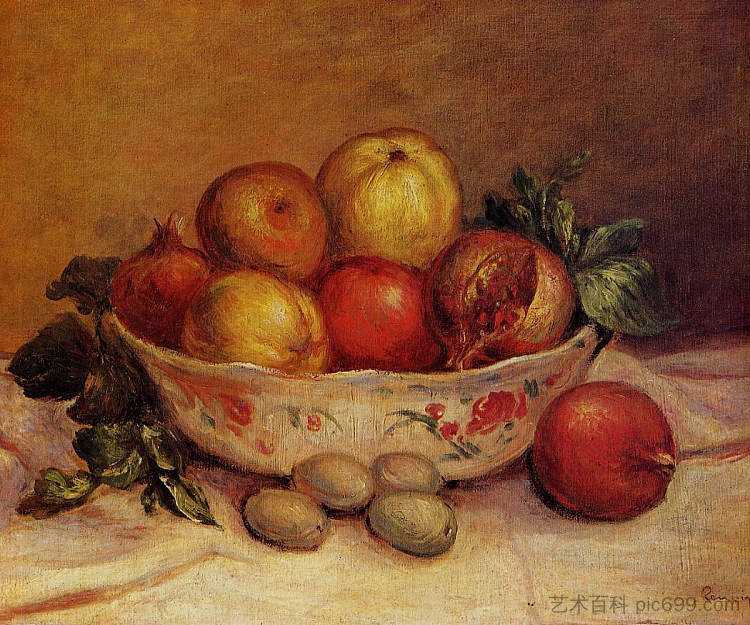 《石榴静物 Still Life with Pomegranates (c.1893)，皮耶尔·奥古斯特·雷诺阿