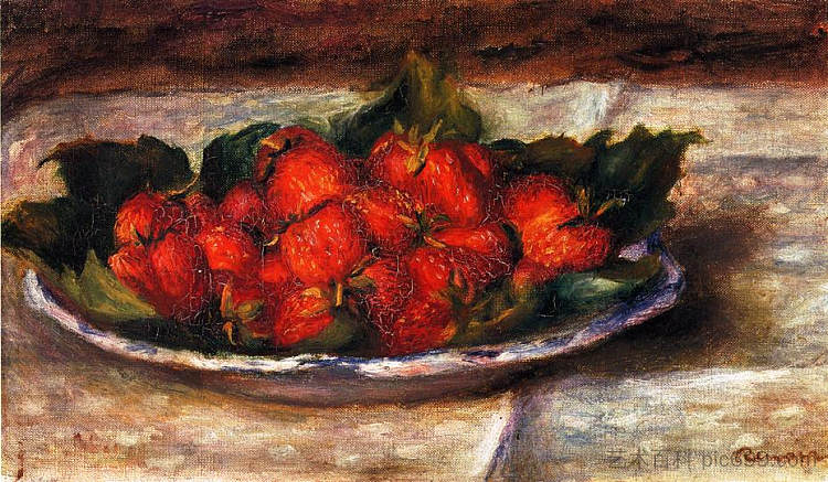 草莓静物 Still Life with Strawberries (c.1880),皮耶尔·奥古斯特·雷诺阿