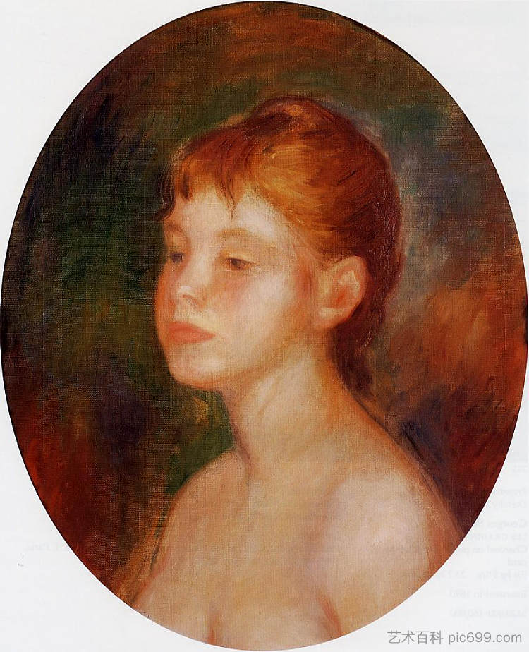 一个年轻女孩的研究（穆勒小姐） Study of a Young Girl (Mademoiselle Murer) (c.1882)，皮耶尔·奥古斯特·雷诺阿