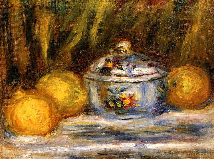 糖碗和柠檬 Sugar Bowl and Lemons (c.1915),皮耶尔·奥古斯特·雷诺阿