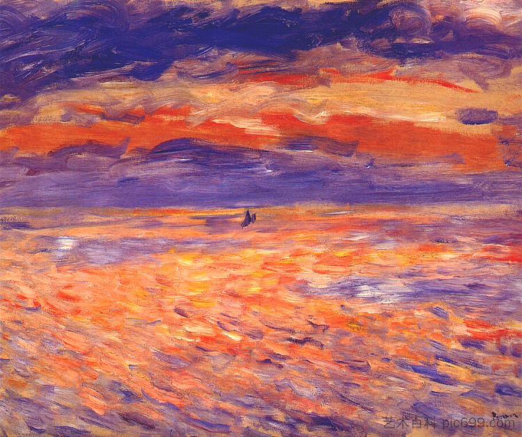 海上日落 Sunset at sea (1879),皮耶尔·奥古斯特·雷诺阿
