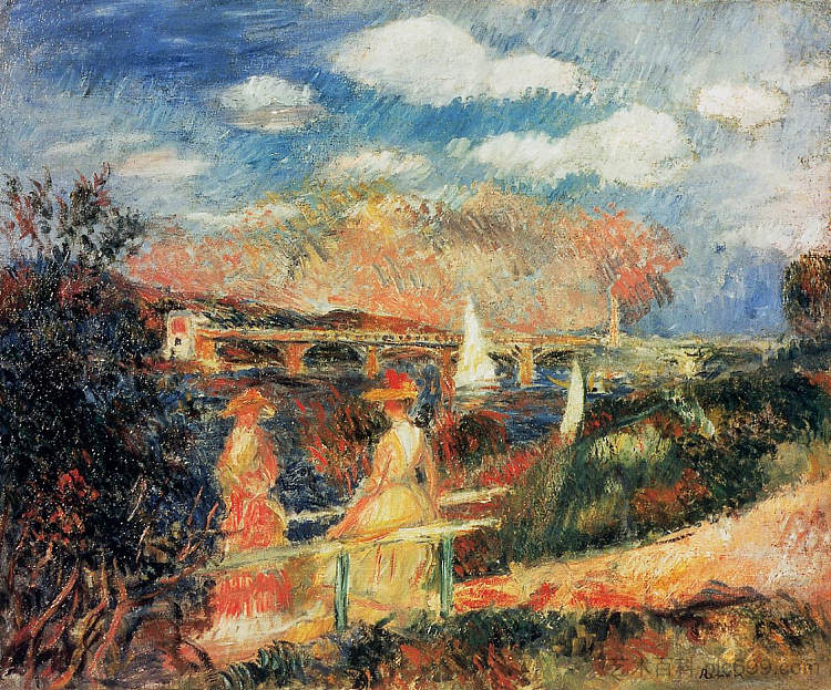 阿让特伊的塞纳河畔 The Banks of the Seine at Argenteuil (1880)，皮耶尔·奥古斯特·雷诺阿