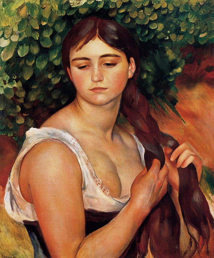 《辫子》(苏珊娜·瓦拉东) The Braid (Suzanne Valadon) (1884 - 1886)，皮耶尔·奥古斯特·雷诺阿