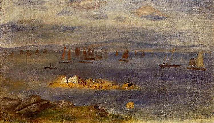 布列塔尼海岸，渔船 The Coast of Brittany, Fishing Boats (c.1878)，皮耶尔·奥古斯特·雷诺阿