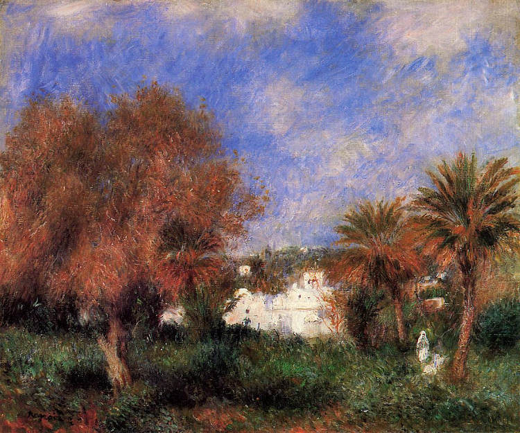 阿尔及尔的埃赛花园 The Garden of Essai in Algiers (1881)，皮耶尔·奥古斯特·雷诺阿