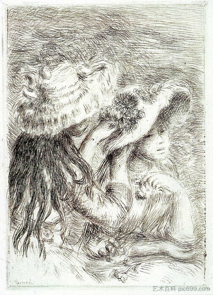 别着的帽子 The Hat Pinned (c.1894),皮耶尔·奥古斯特·雷诺阿