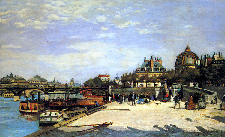 艺术桥和法兰西学院 The Pont des Arts and the Institut de France (1867)，皮耶尔·奥古斯特·雷诺阿