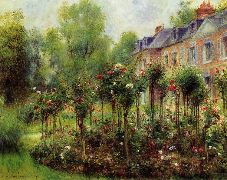 沃格蒙特玫瑰园 The Rose Garden at Wargemont (1879)，皮耶尔·奥古斯特·雷诺阿