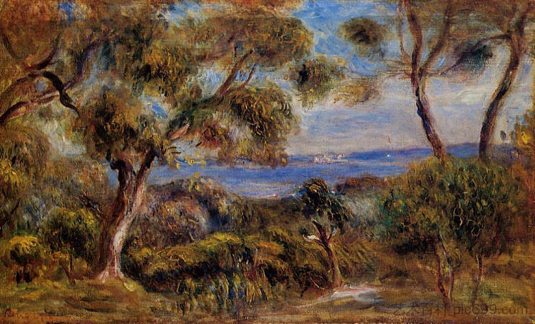 《加涅斯之海 The Sea at Cagnes (c.1910)，皮耶尔·奥古斯特·雷诺阿