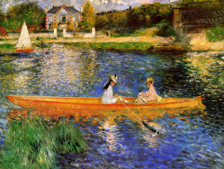 阿涅尔的塞纳河（小艇） The Seine at Asnieres (The Skiff) (1879)，皮耶尔·奥古斯特·雷诺阿