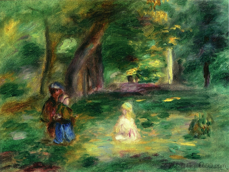 一幅风景画中的三个人物 Three Figures in a Landscape，皮耶尔·奥古斯特·雷诺阿