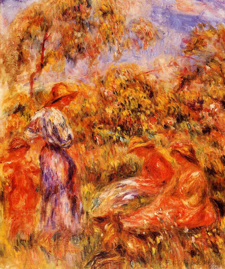 风景中的三个女人和孩子 Three Women and Child in a Landscape (1918),皮耶尔·奥古斯特·雷诺阿