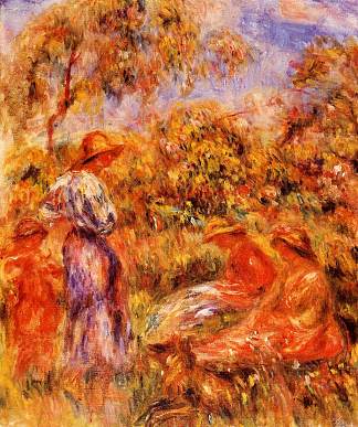 风景中的三个女人和孩子 Three Women and Child in a Landscape (1918)，皮耶尔·奥古斯特·雷诺阿