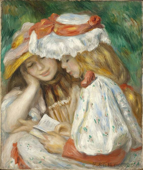 两个女孩在读书 Two Girls Reading (1891),皮耶尔·奥古斯特·雷诺阿