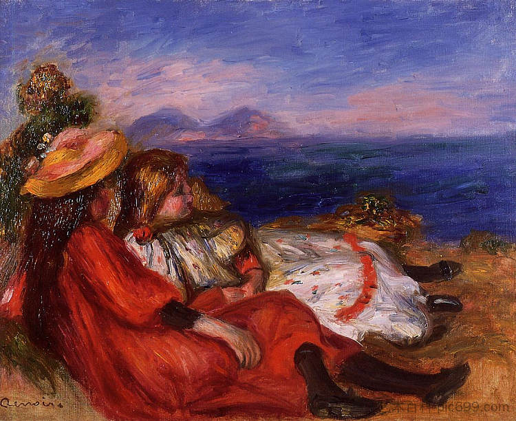 海滩上的两个小女孩 Two Little Girls on the Beach (1895),皮耶尔·奥古斯特·雷诺阿