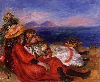 海滩上的两个小女孩 Two Little Girls on the Beach (1895)，皮耶尔·奥古斯特·雷诺阿
