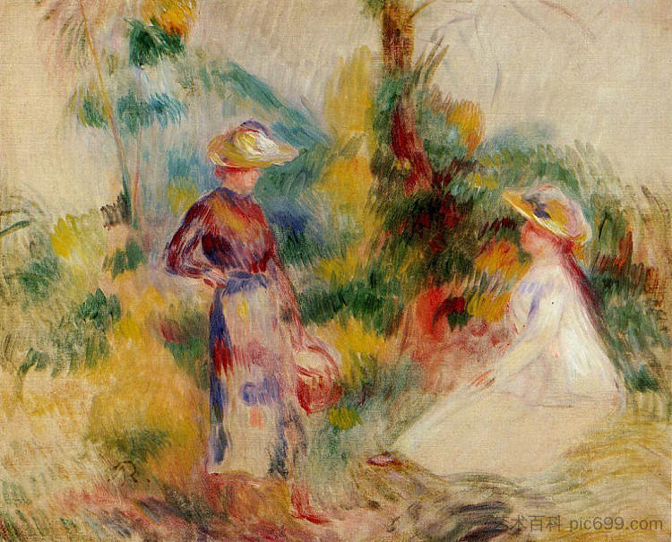 花园里的两个女人 Two Women in a Garden (c.1906),皮耶尔·奥古斯特·雷诺阿