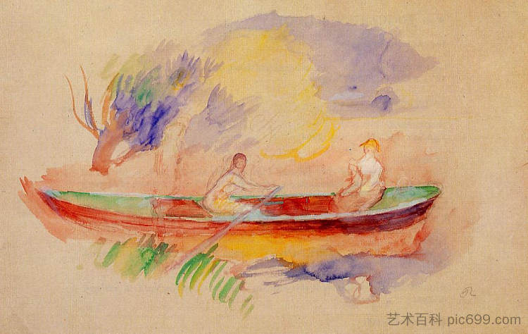 两个女人在划艇上 Two Women in a Rowboat (c.1880 - 1886)，皮耶尔·奥古斯特·雷诺阿