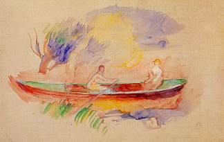 两个女人在划艇上 Two Women in a Rowboat (c.1880 – 1886)，皮耶尔·奥古斯特·雷诺阿