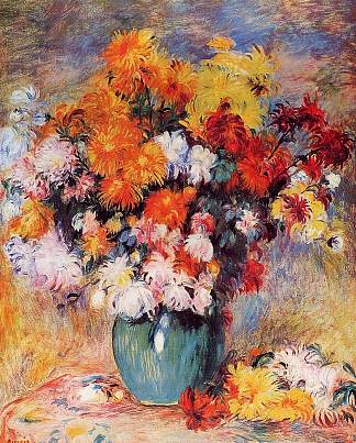 菊花瓶 Vase of Chrysanthemums (1890)，皮耶尔·奥古斯特·雷诺阿
