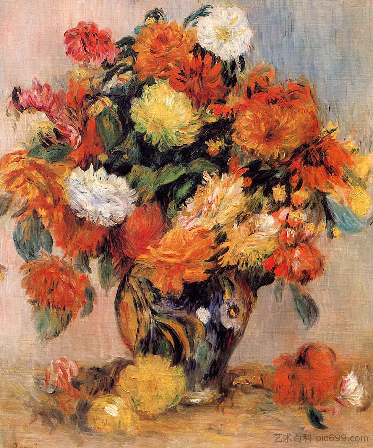 花瓶鲜花 Vase of Flowers (c.1884),皮耶尔·奥古斯特·雷诺阿