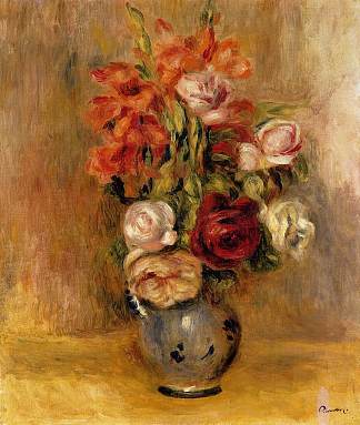 一瓶剑兰和玫瑰 Vase of Gladiolas and Roses (1909)，皮耶尔·奥古斯特·雷诺阿