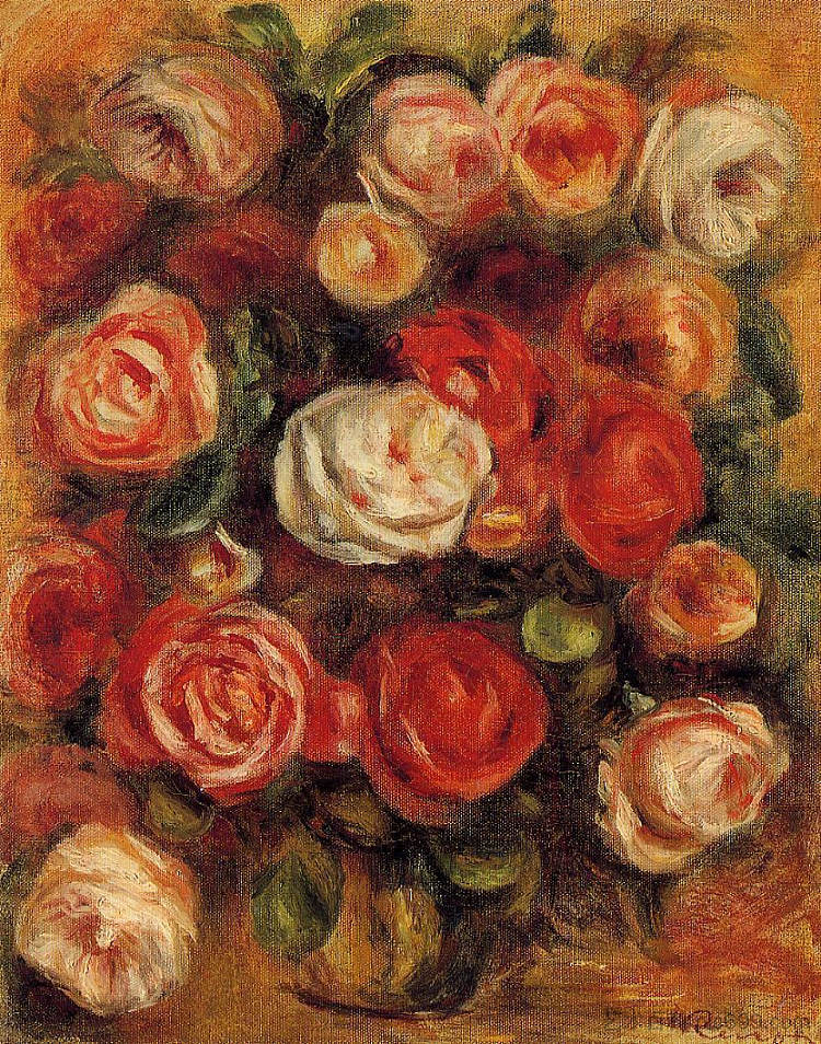 玫瑰花瓶 Vase of Roses,皮耶尔·奥古斯特·雷诺阿