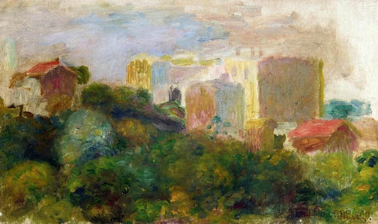 从蒙马特的雷诺阿花园眺望 View from Renoir's Garden in Montmartre，皮耶尔·奥古斯特·雷诺阿