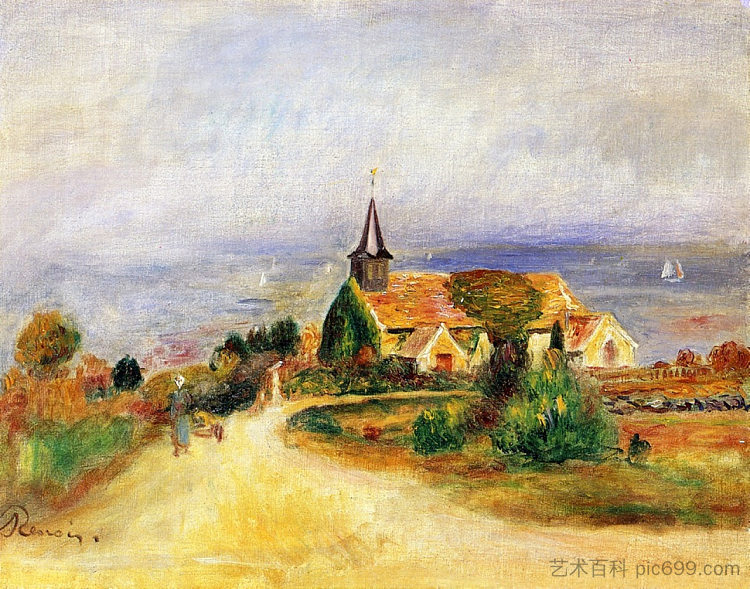 海边的村庄 Village by the Sea (c.1880 - 1889),皮耶尔·奥古斯特·雷诺阿