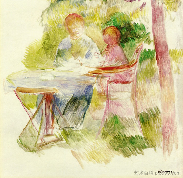 花园里的女人和孩子 Woman and Child in a Garden (1880),皮耶尔·奥古斯特·雷诺阿