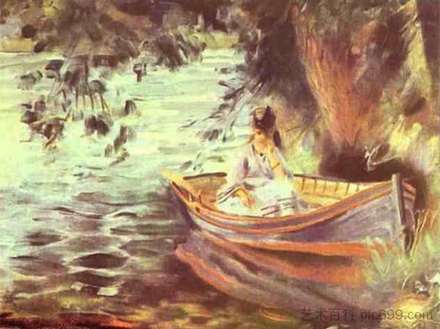 船上的女人 Woman in a Boat，皮耶尔·奥古斯特·雷诺阿