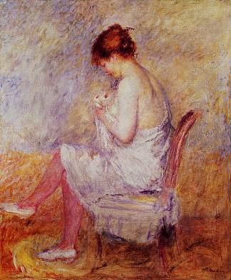 穿女衬衫的女人 Woman in a Chemise (c.1897)，皮耶尔·奥古斯特·雷诺阿