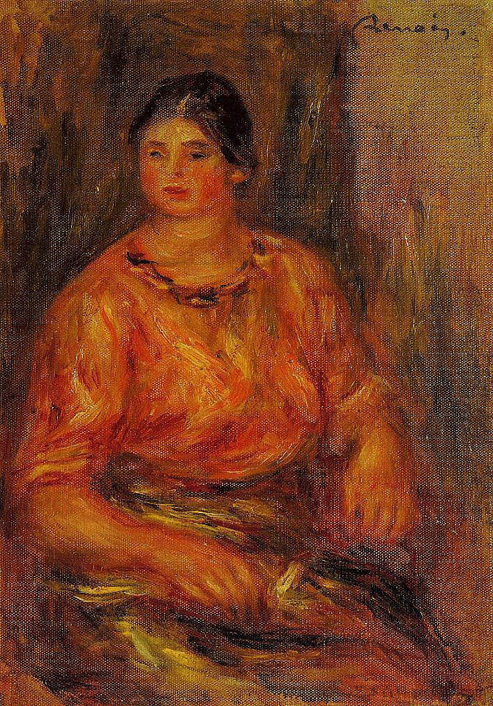 穿红衬衫的女人 Woman in a Red Blouse (1914)，皮耶尔·奥古斯特·雷诺阿