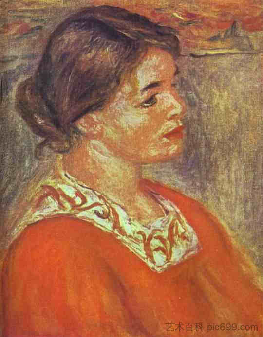 穿红衬衫的女人 Woman in a Red Blouse，皮耶尔·奥古斯特·雷诺阿