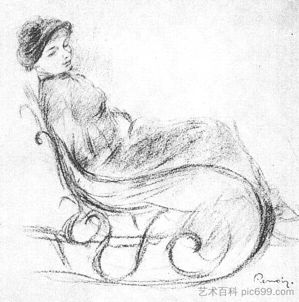 坐在摇椅上的女人 Woman in a Rocking Chair,皮耶尔·奥古斯特·雷诺阿
