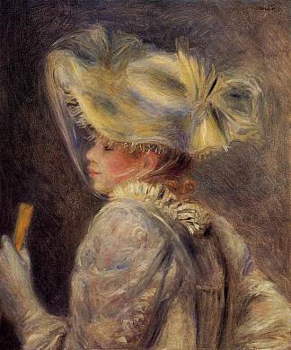 戴白帽子的女人 Woman in a White Hat (c.1890)，皮耶尔·奥古斯特·雷诺阿