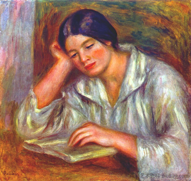 白衣女子 Woman in white (1916)，皮耶尔·奥古斯特·雷诺阿