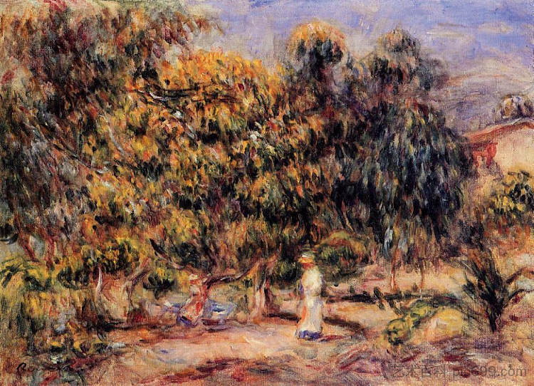 科莱特花园里的白衣女人 Woman in White in the Garden at Colettes (1915),皮耶尔·奥古斯特·雷诺阿