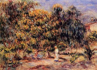 科莱特花园里的白衣女人 Woman in White in the Garden at Colettes (1915)，皮耶尔·奥古斯特·雷诺阿