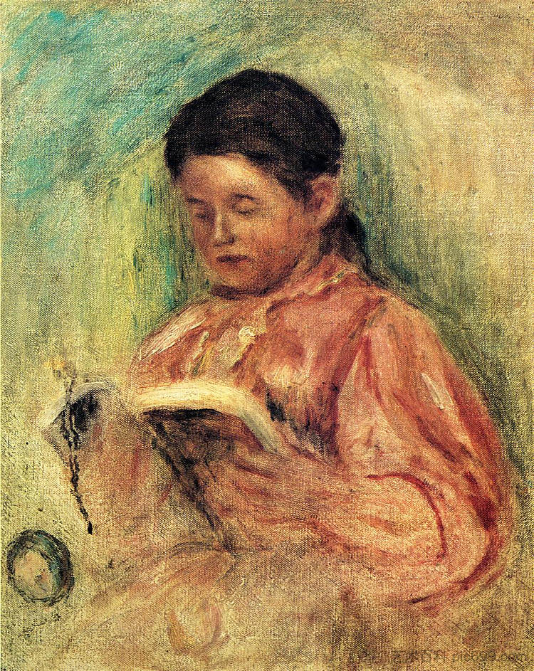 女人读 Woman Reading (c.1906 - 1909)，皮耶尔·奥古斯特·雷诺阿