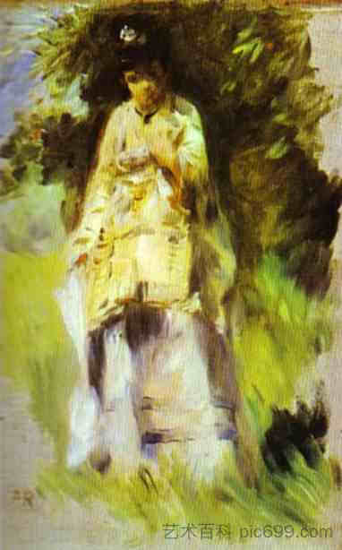 站在树旁的女人 Woman Standing by a Tree，皮耶尔·奥古斯特·雷诺阿